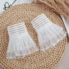 Women Lace Floral Horn Cuffs Ruffled Detachable Fake Sleeves Wedding Shirt Sweater Fake Sleeves Wrist Warmer