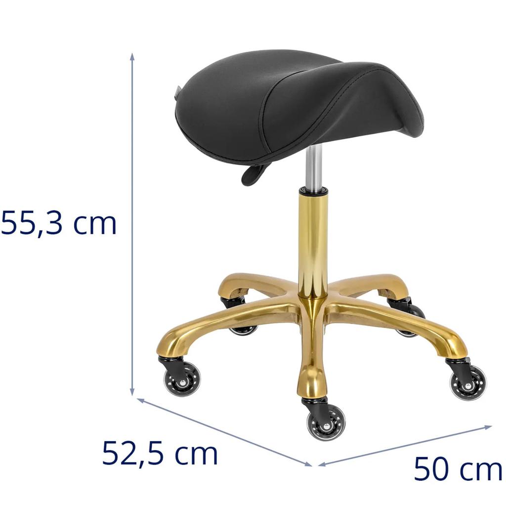 Косметологический стул-седло на колесах до 150 кг YORK черный и золотой