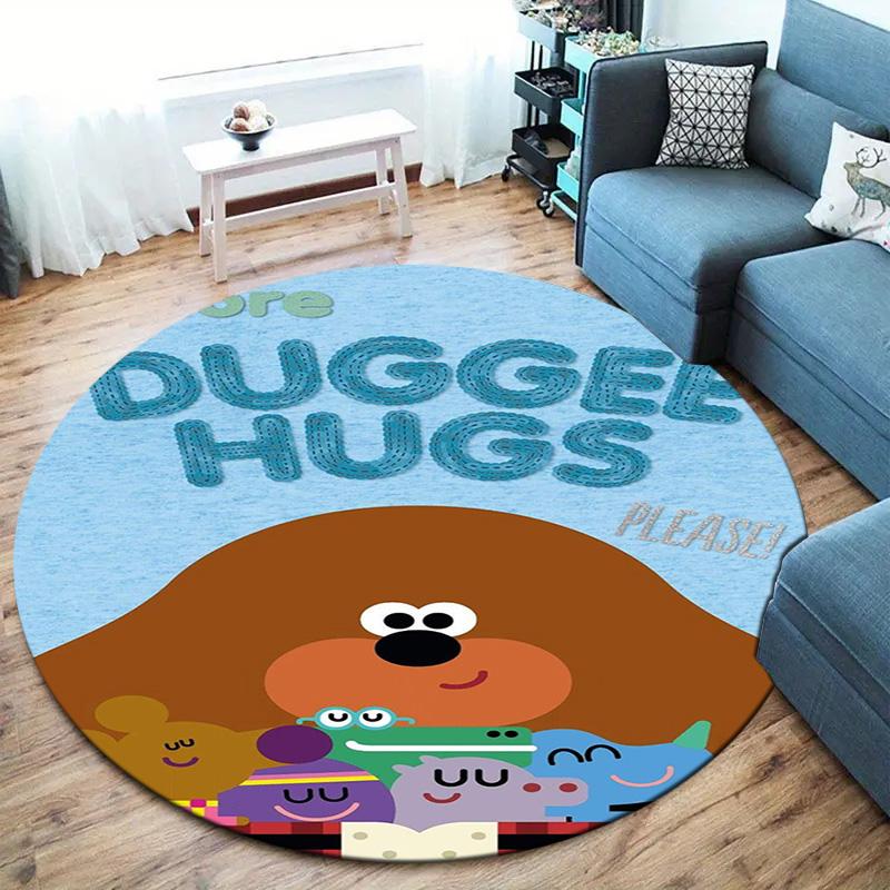 Hey Duggee Round Area Rug,Carpet Rug for Living Room Bedroom Sofa Playroom Decor,Non-slip Floor Mat