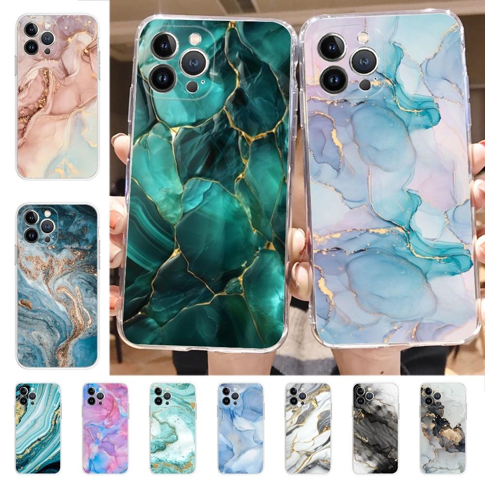 Модный Чехол для Телефона с Мраморным Узором для iPhone 16 15 8 7 6 6S Plus X SE XR XS 14 11 12 13 Mini Pro Max