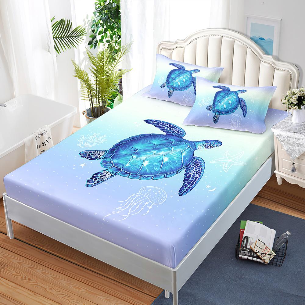 Матрас Набор из трех предметов Морская черепаха Морская звезда Покрывало Наволочка Защитный чехол для матраса