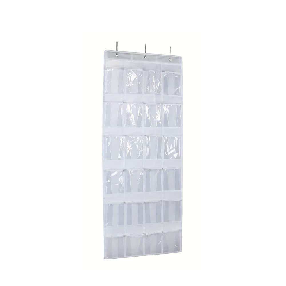 24 Bag Shoe Organizer, Sturdy Wardrobe Storage Rack Hangs On Door with 3 Metal Hooks To Store Shoes, Sneakers, Other Items