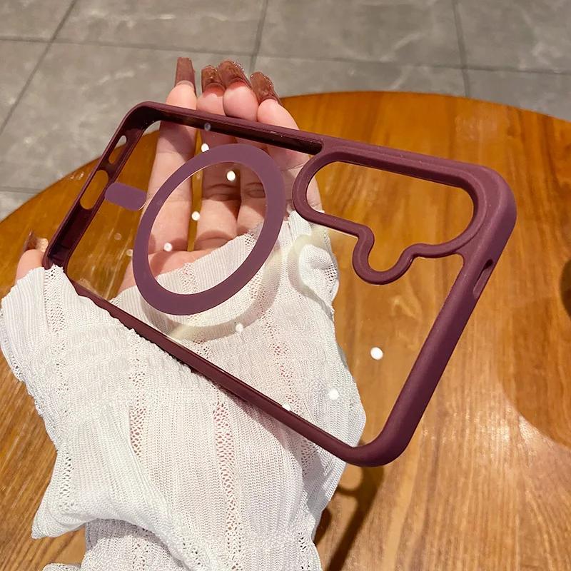 For Wireless Charge Case for Samsung Galaxy S26 Ultra S2 FE S22 S23Plus S24Ultra Clear Shockproof Magnetic Bumper Cover