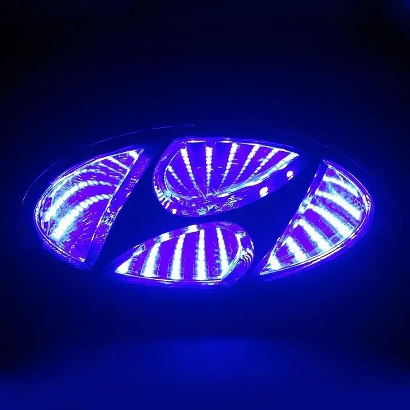 Badge Light Sticker for Hyundai Verna Elantra Mistra Sonata Encino I30 Tucson Solaris IX35 Lafesta Accent Logo 3D Car Emblem Led TT31