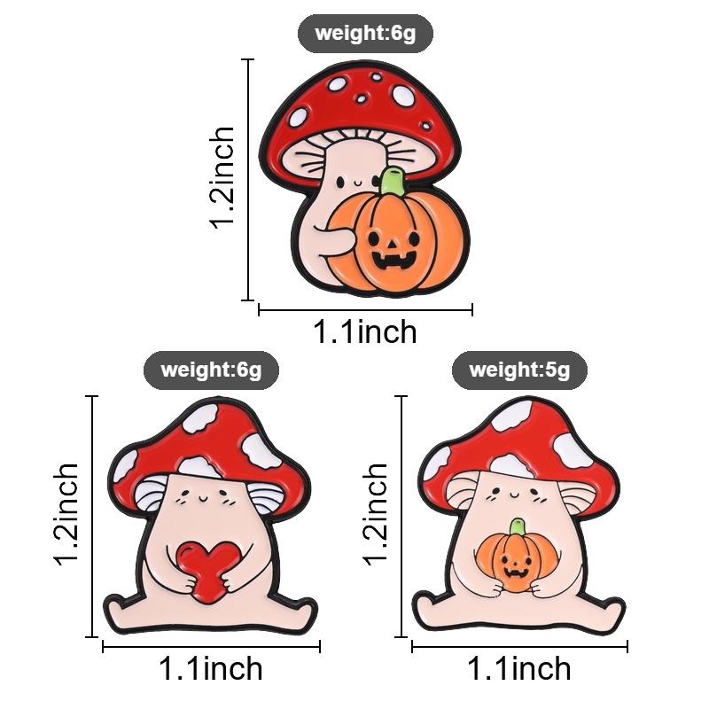 Fun Mushroom Elf Badge Pumpkin Jack‑o‑lantern Red Heart Enamel Pins Halloween Cute Brooch Punk Accessories Decor Gift