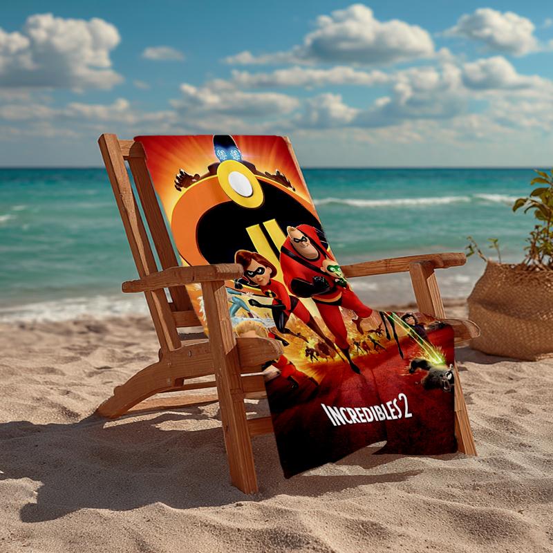 Ultra-Soft Beach Towel with The Incredibles Theme,Ideal for Pool - Camping, Diving - Perfect Travel Essential, Vibrant Beach Towel.