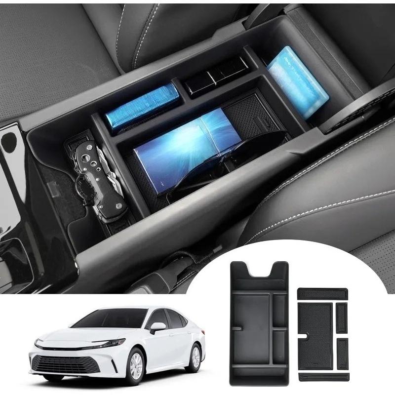 For Toyota Camry XV80 2025 Center Console Armrest Organizer Tray Durable ABS Black Storage Box With Divider Car Accessories
