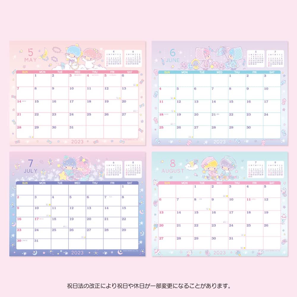 Sanrio 2023 Calendar, Little Twin Stars KikiLala, Desk Ring, 3-Month Age, Character, 202827