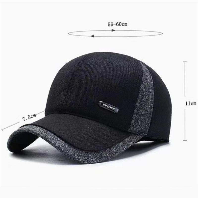 Men Winter Warm Lining Thicken Windproof Baseball Cap With Earmuffs Fitted Cap Gorras Trucker Dad Hat Snapback Caps