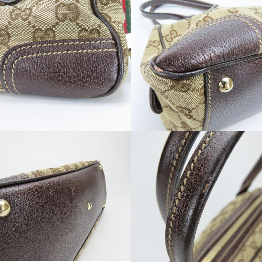 Used GUCCI Boston Bag 161720 Sherry Pretty GG Canvas/leather Beige Dark Brown Shoulder