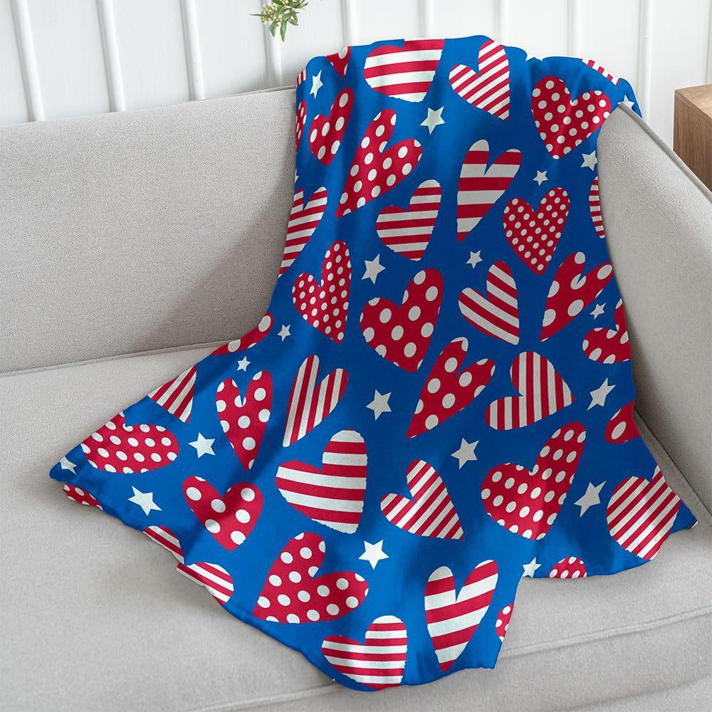Independence Day design digital-printed polyester Bedroom velvet flannel cover blanket Fleece soft sofa cover blankets for beds