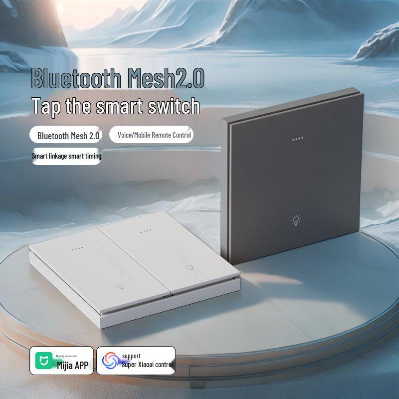 Smart Switch: Совместимость с приложением Mijia, Голосовое и сенсорное управление всем домом, Bluetooth MESH 2.0, Прямоугольный белый, Версия с нулевой фазой