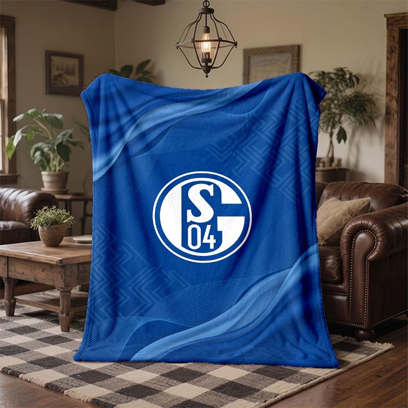 Schalke 04 Theme Fleece Blanket Cozy Soft Plush Blanket For Bedroom Couch Travel