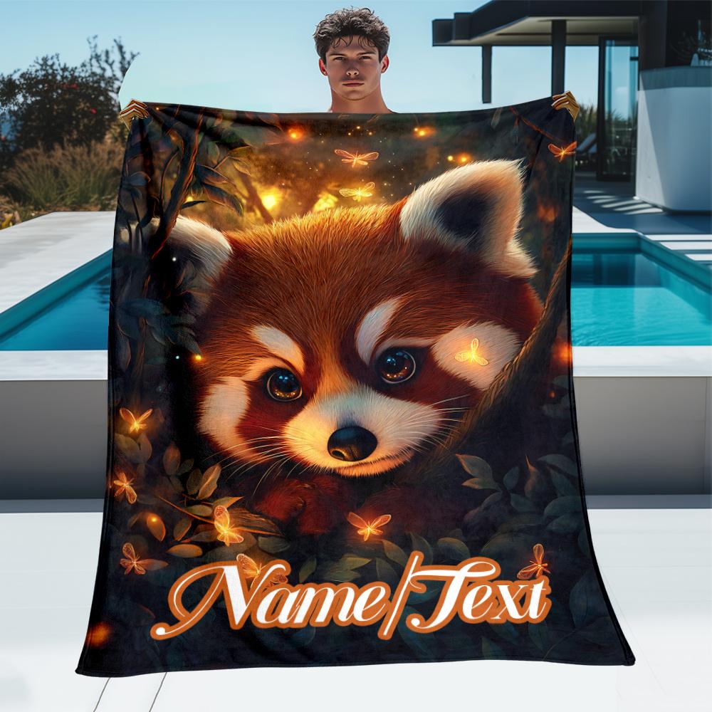Customizable Red Panda Blanket, Soft and Warm Flannel, Digital Printing, Suitable for Sofa Bed Travel, Camping and Office Use