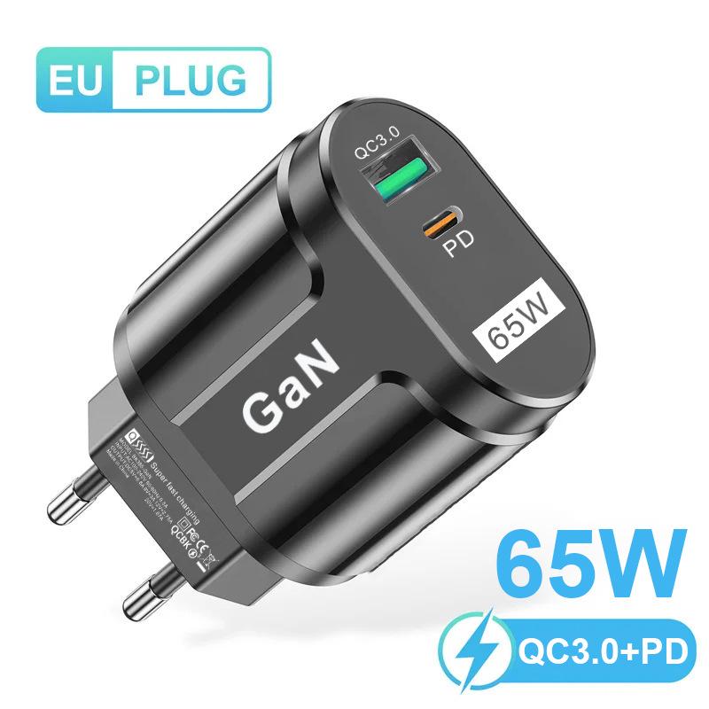 PD33W GaN QC3.0 Многопортовое EU Зарядное устройство 9V/12V Адаптер Быстрой Зарядки