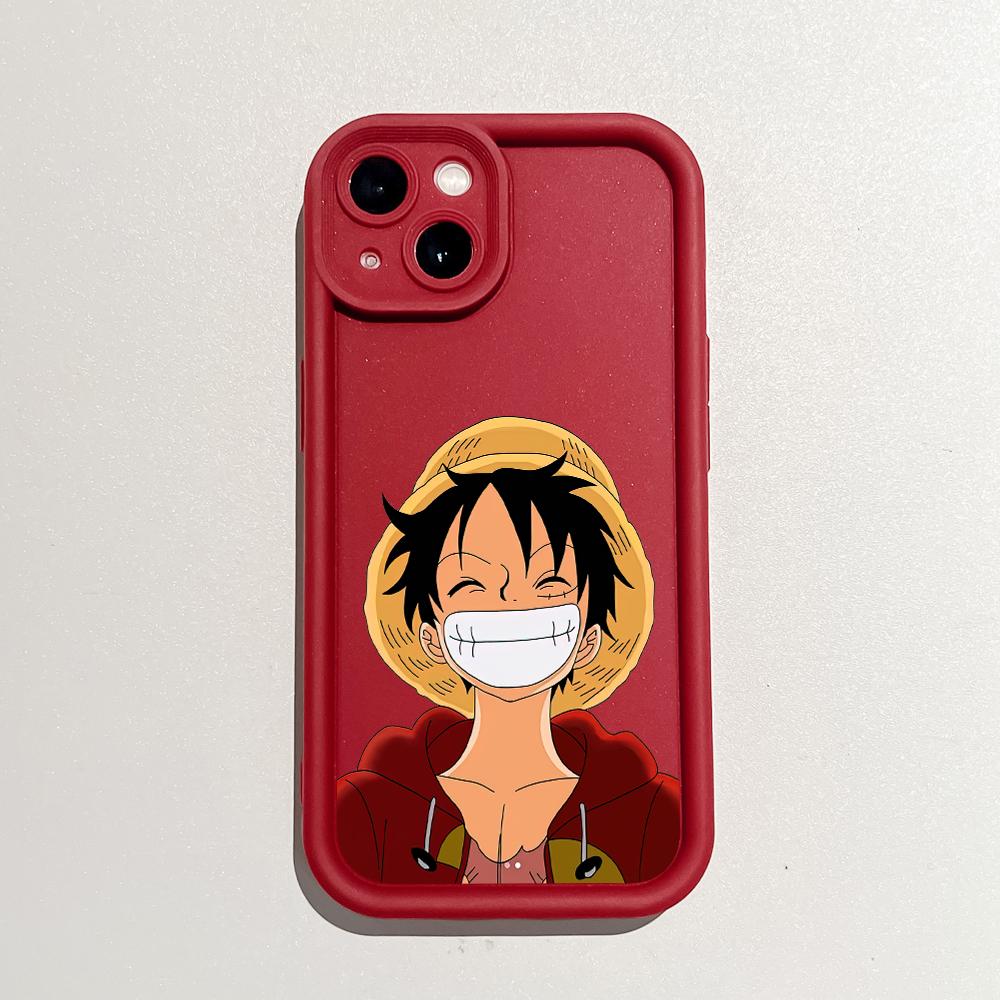 Для iPhone 16 15 14 13 12 11 Pro Max XS Max XR X SE 8 7 мягкий силиконовый чехол для защиты линз с милым рисунком Луффи