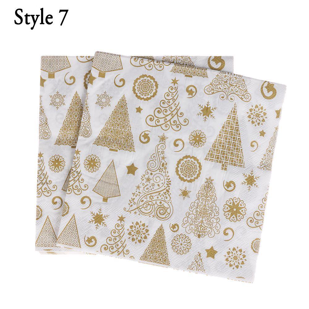 20pcs Home Decorative Santa Claus Cute Christmas Decoration Towel Printing Paper Napkin Serviette