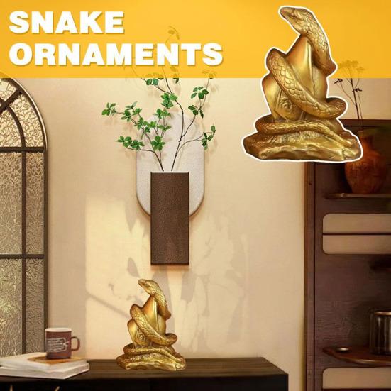 Украшение в виде змеи со знаком зодиака, статуэтка змеи из смолы, настольная статуя змеи, приносящей богатство и удачу, для китайского Нового года, домашнего офиса, декора