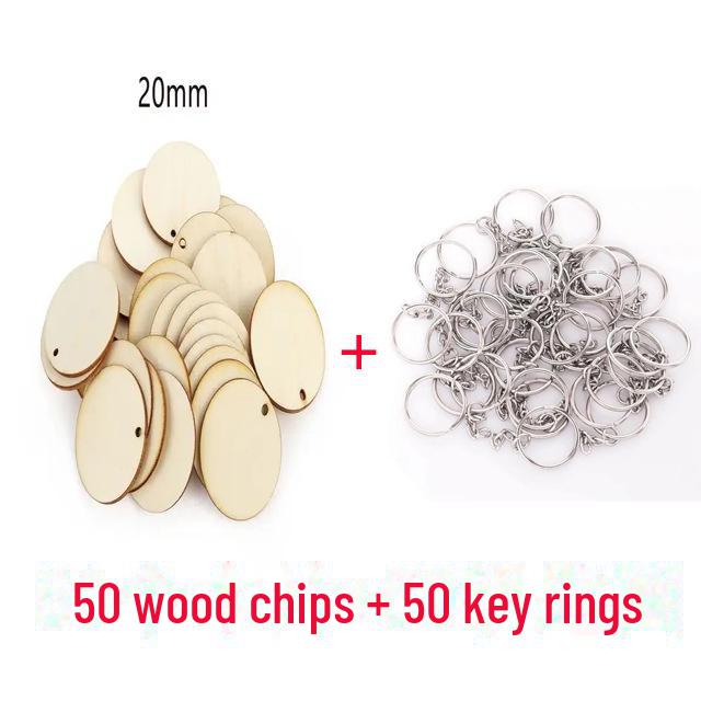 Расписанный вручную круглый брелок-подвеска из древесной щепы своими руками