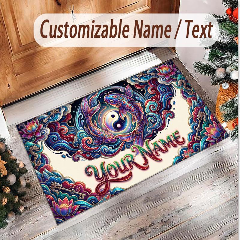 Music General Theme Soft Crystal Velvet Rug Custom Name & Text Print Non Slip Floor Rug for Bedroom Living Room