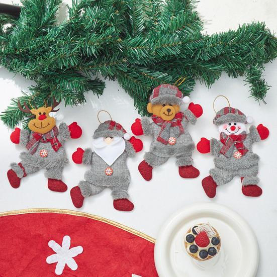 4 шт. Рождественские украшения плюшевый снеговик Санта лось медведь кукла фигурка зимние подвесные украшения для рождественской елки домашний декор