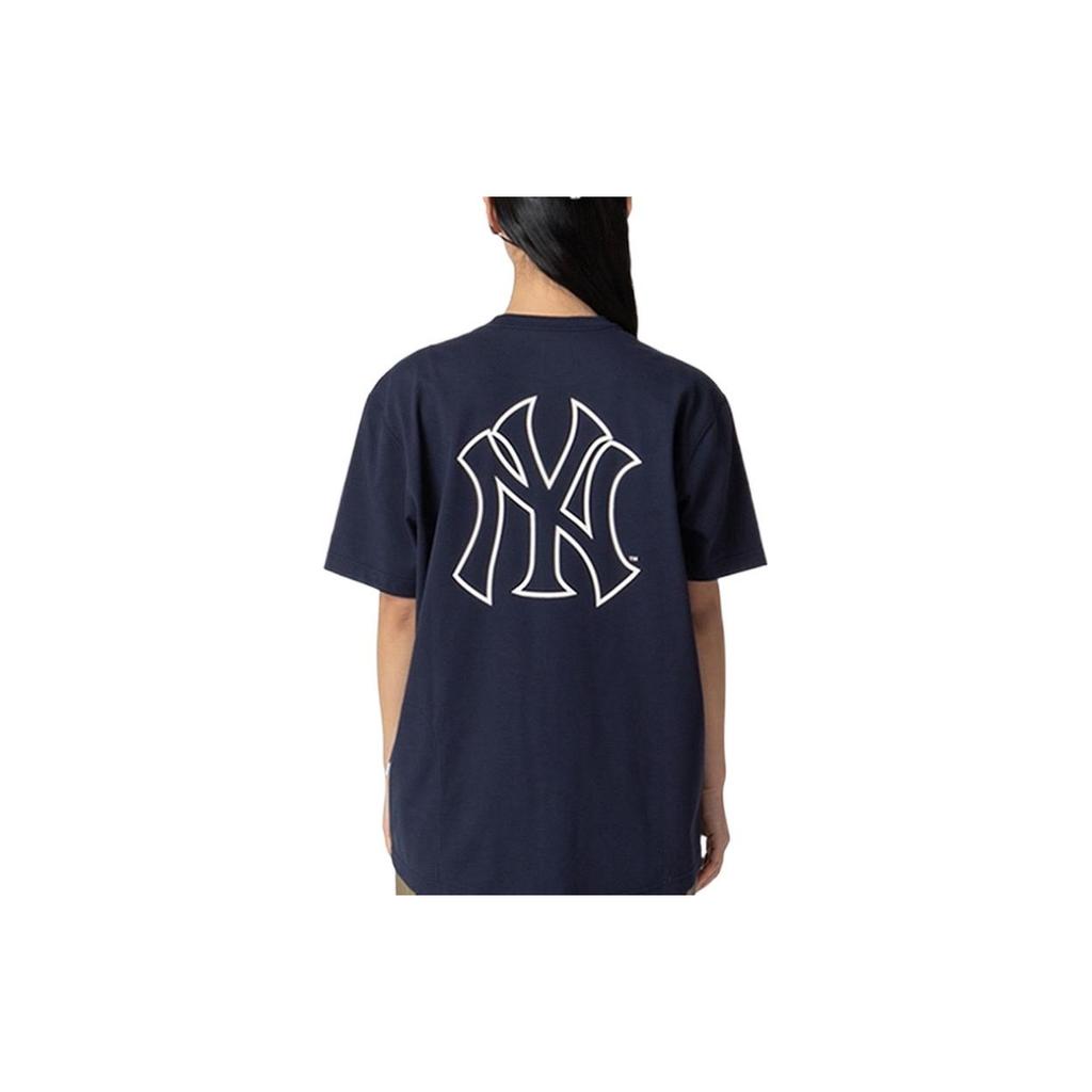 New Era Серия MLB Нью-Йорк Янкис Логотип Большой Летняя Американская Футболка с Коротким Рукавом Унисекс Топы Темно-Синий 12715369