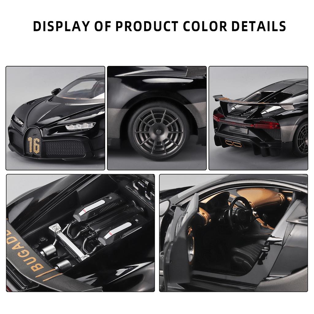 1/18 Scale Bugatti Chiron Alloy Diecast Car Model Presents for Boyfriend Sound & Light Toys for Kids Gifts Super Sportcar Miniatures