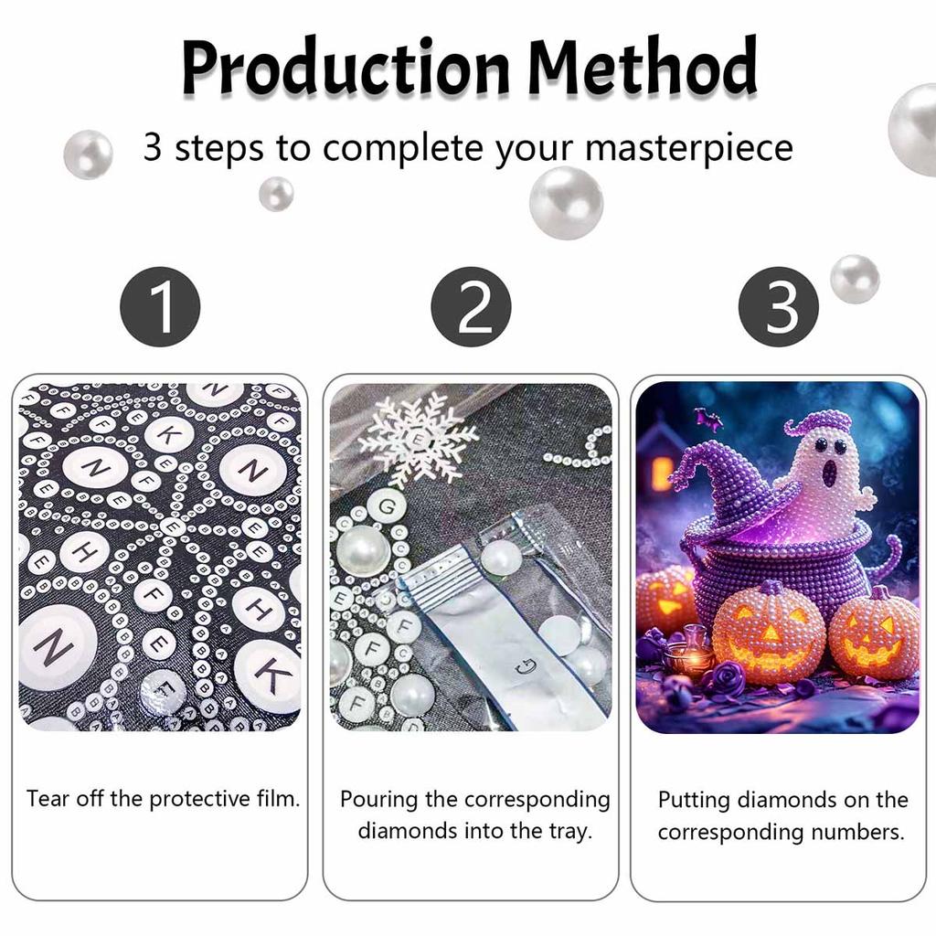 Хэллоуин жемчужная живопись ручная работа DIY искусство тыква жемчуг домашнее украшение картина
