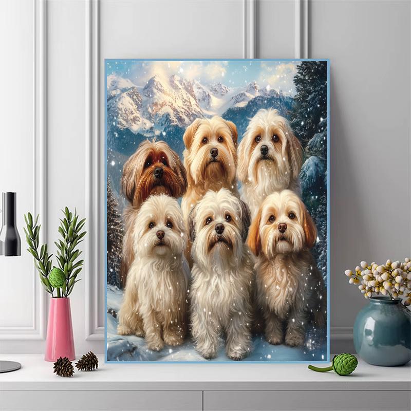 White Shih Tzu Pattern 3pcs 100% Round Full Drill 5D DIY Diamond Painting Embroidery Cross Stitch Rhinestone Décor