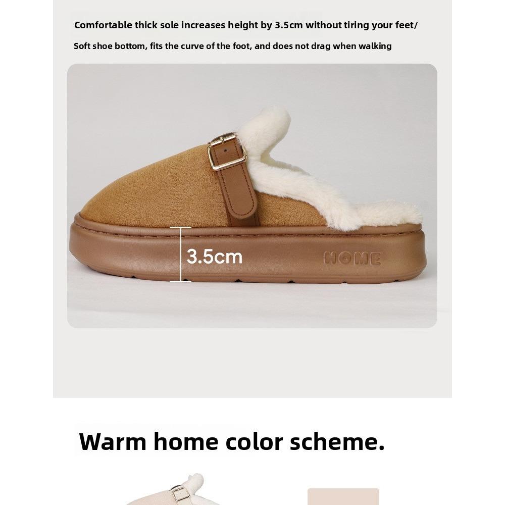 **Женские кроксы в стиле Birkenstock на толстой подошве из ЭВА, осенне-зимние, для дома, плюшевые, меховые, теплые, хлопковые тапочки**