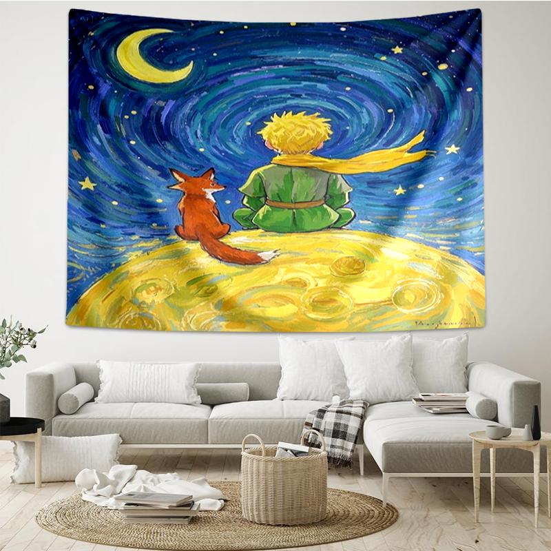 The Little Prince Print Tapestry, Backdrop, Easy Setup, Ideal for Bedroom, Office & Living Room, with Aesthetic Wall Hanging Decor.