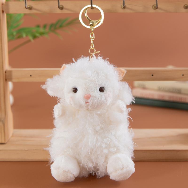 Fluffy Lamb Plush Bag Pendant 1Pcs Soft High Elastic Full Filling No Deformation Cute Decor for Schoolbag Girls' Daily Use