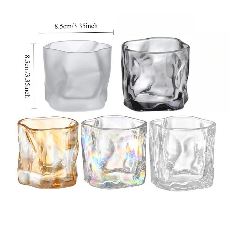 280ml/9.6oz Luxury Whiskey Glass High End Cocktail Glass Multi Colored Wine Glasses Party Bar Creative Irregular Twist Glass Cup