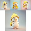 Cartoon Little Yellow Duck Wearing Hat Car Pendant With Acrylic Flat Surface Design For Car Interior Decor