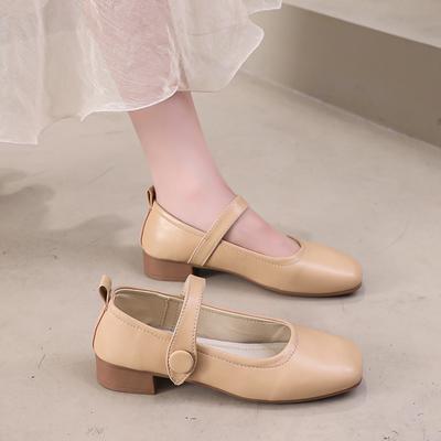 Модная женская обувь Мэри Джейн с квадратным носком, кожаная обувь для женщин, балетки, модные жемчужные, мягкие и удобные, весна