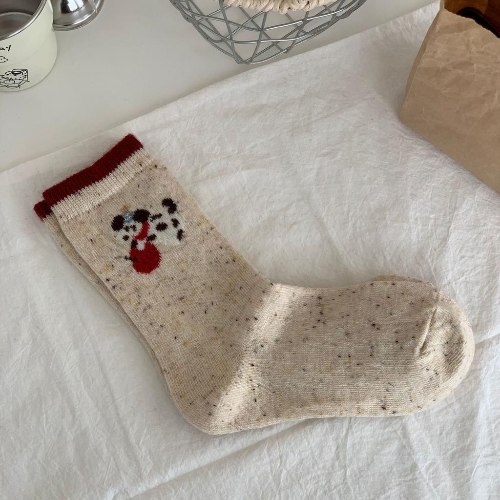 Универсальные средние носки-трубы Love Wool Socks Бесшовные Теплые Милые Японские и Корейские Щенки Женские Мультяшные Утепленные Компрессионные Носки