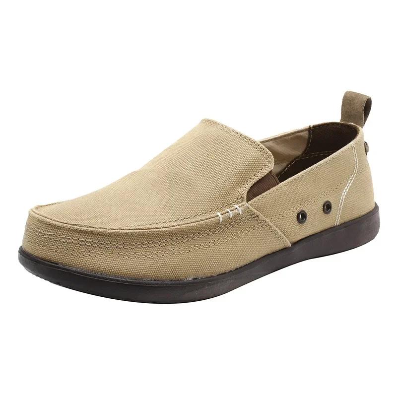 Мужская парусиновая обувь, корейский стиль, лоферы, туфли на плоской подошве, дышащие, износостойкие, повседневные, модные мужские туфли на плоской подошве