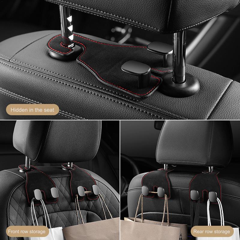 Car Purse Hooks Double 2 In 1 Car Headrest Hook Seat Double Hooks Multifunctional Auto Backseat Hangers Headrest & Seat Hook