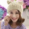 Women Knit Slouchy Cat Ears Woolen Hat  Chunky Baggy Hat Winter Soft Warm Ski Cap