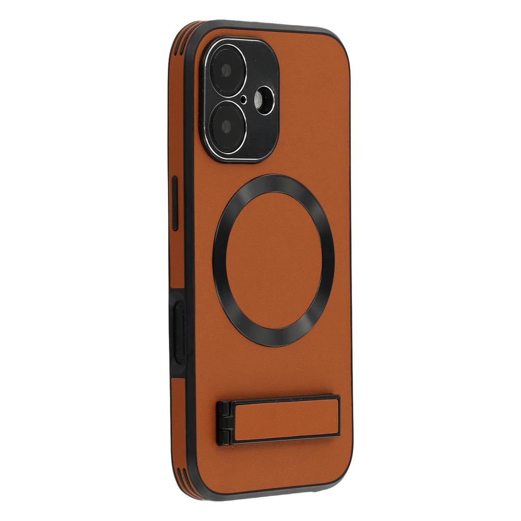 Чехол-подставка для iPhone 16, совместимый с MagSafe, задняя крышка для телефона из ПК+ТПУ+ПУ