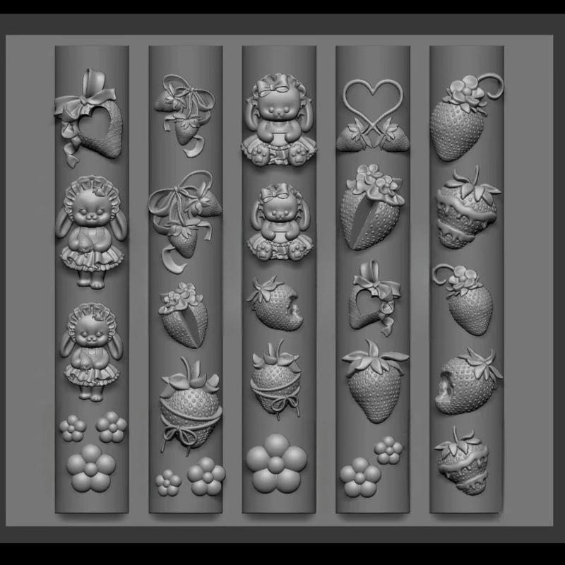 3D Силиконовая форма для дизайна ногтей, рельефный бант, клубника, барочный узор, маникюрные шаблоны, пластины, инструменты, аксессуары