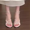 New Style High-quality Ribbon High Heels Dress Single-line Buckle Thin High-heeled Sandals French Open-toe Hollow Women's Shoes
