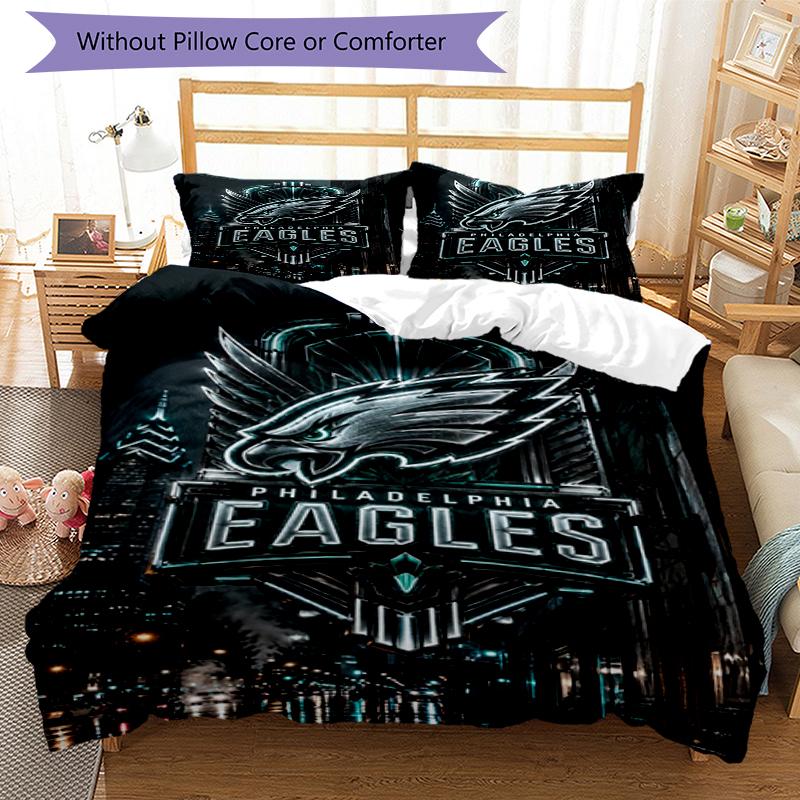 Eagles City Night Design Bed Bedding Set 1 Duvet Cover + 2 Pillowcases Soft Breathable Household Bed Linens