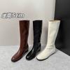 5 Cm Higher But Knee Soft-soled Knight Boots Women's 2025 New Versatile Straight and Thin Round Chelsea Boots