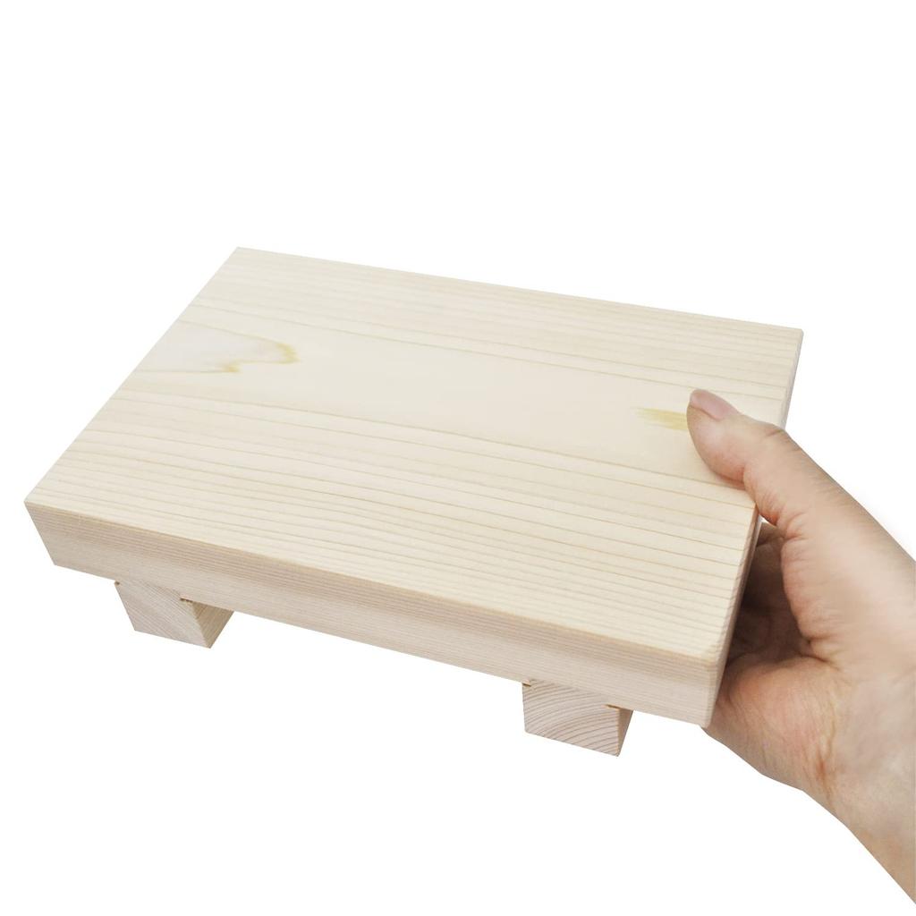Ichihara Woodworking Sushi Serving Thick Hinoki Plank 21cm Wide X 14cm Deep X Made In Japan "Kufujin" Stand, Wood, Grain, 5.5cm High,