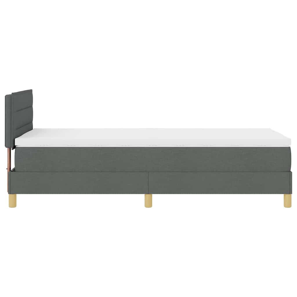 LED Box Spring Bed with Headboard Dark Grey 100 x 200 cm Fabric