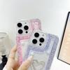 For iPhone 16 Pro Case with Pearl/Dual Heart Decor Glitter Rhinestone Epoxy Design TPU Phone Cover