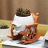 Smile Face Flower Pot Resin Rocking Chair Reading Planter Pot Smiling Succulent Flowerpot Garden Patio Accessories
