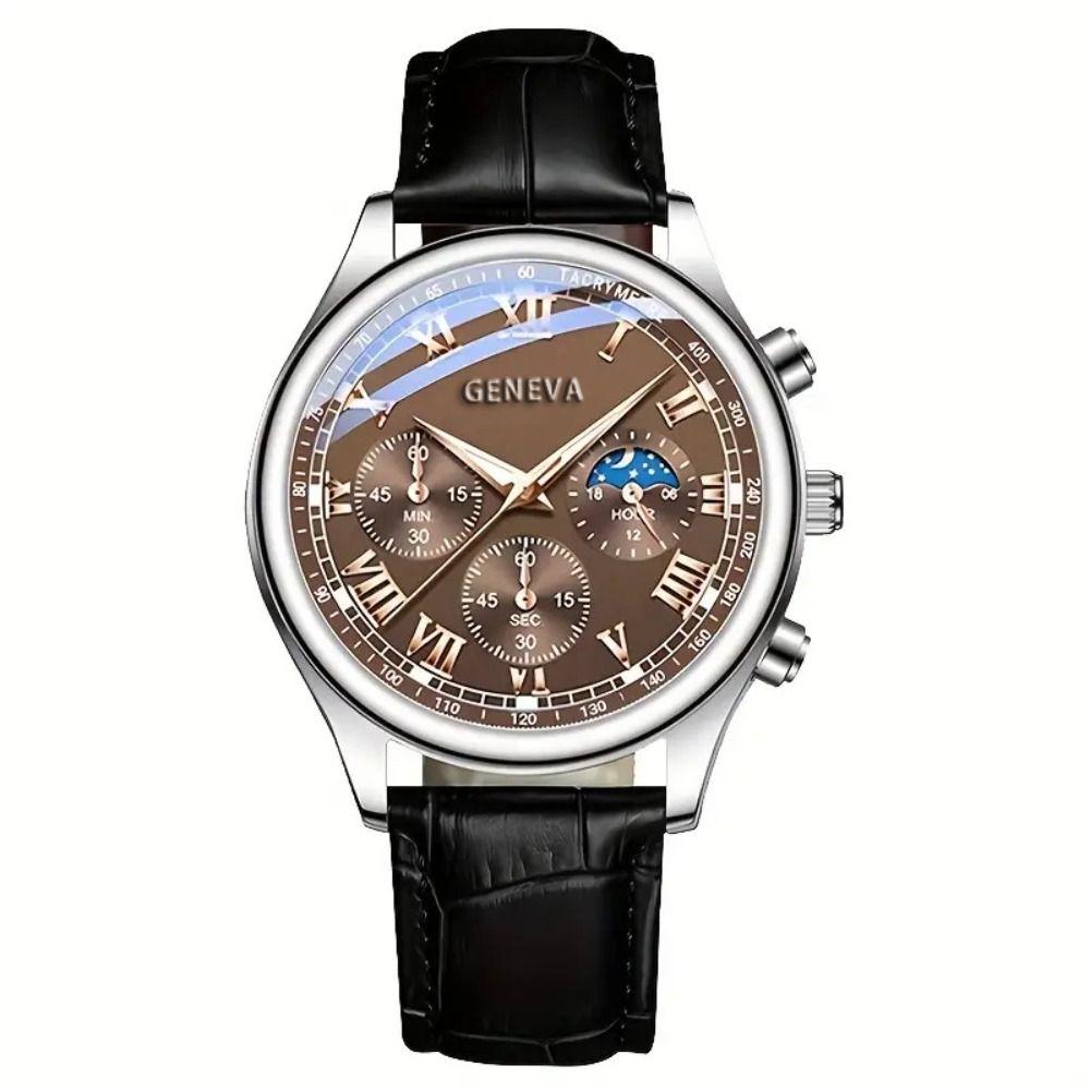 Screw Crown Quartz Watch PU Watchband Wrist Watch High Quality Business Watch Sport