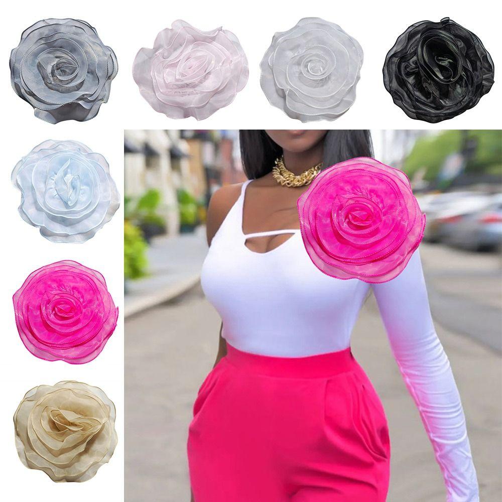 Fabric Artificial Rose Flower Patch 27CM Chest Flower Fashion Brooch
